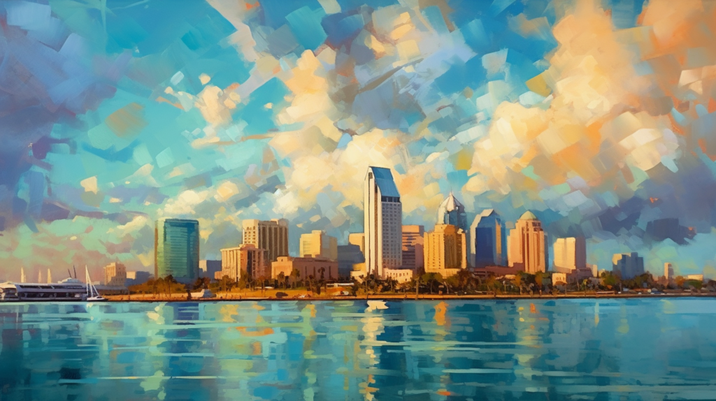 San Diego Skyline Watercolor