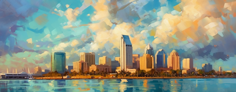 San Diego Skyline Watercolor